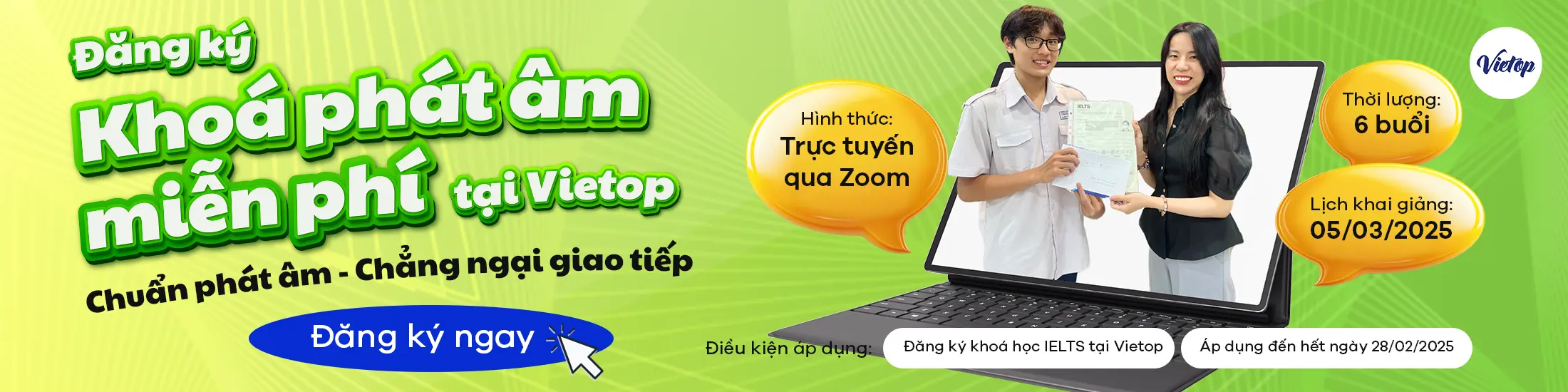 Banner tặng khoá phát âm miễn phí